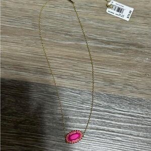 Kendra Scott Gold Necklace with Pink Oval Pendant